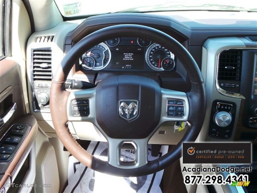 2014 1500 Laramie Crew Cab 4x4 - Bright White / Canyon Brown/Light Frost Beige photo #20