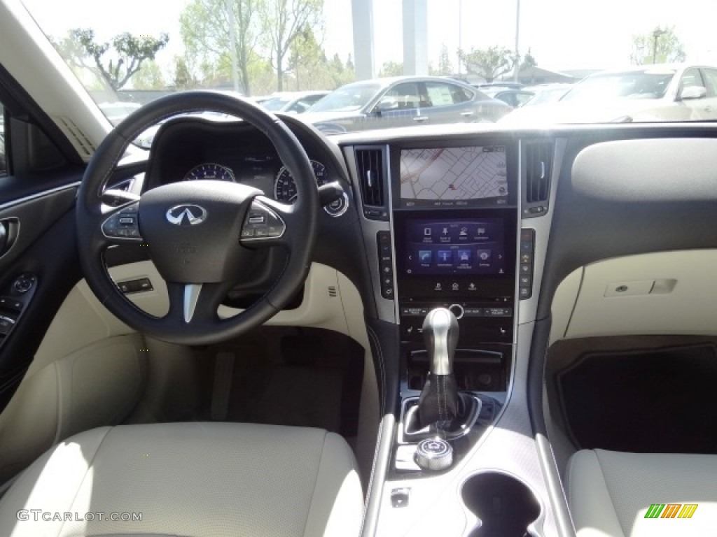 2015 Q50 Hybrid Premium - Hagane Blue / Stone photo #42