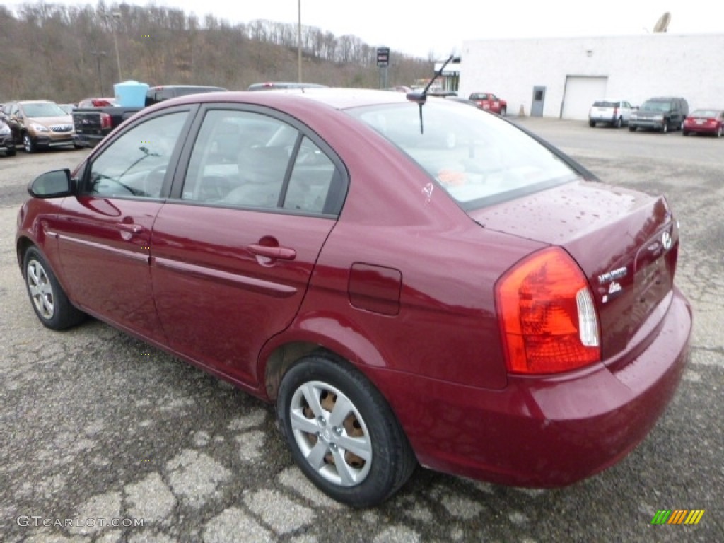 2008 Accent GLS Sedan - Wine Red / Gray photo #3