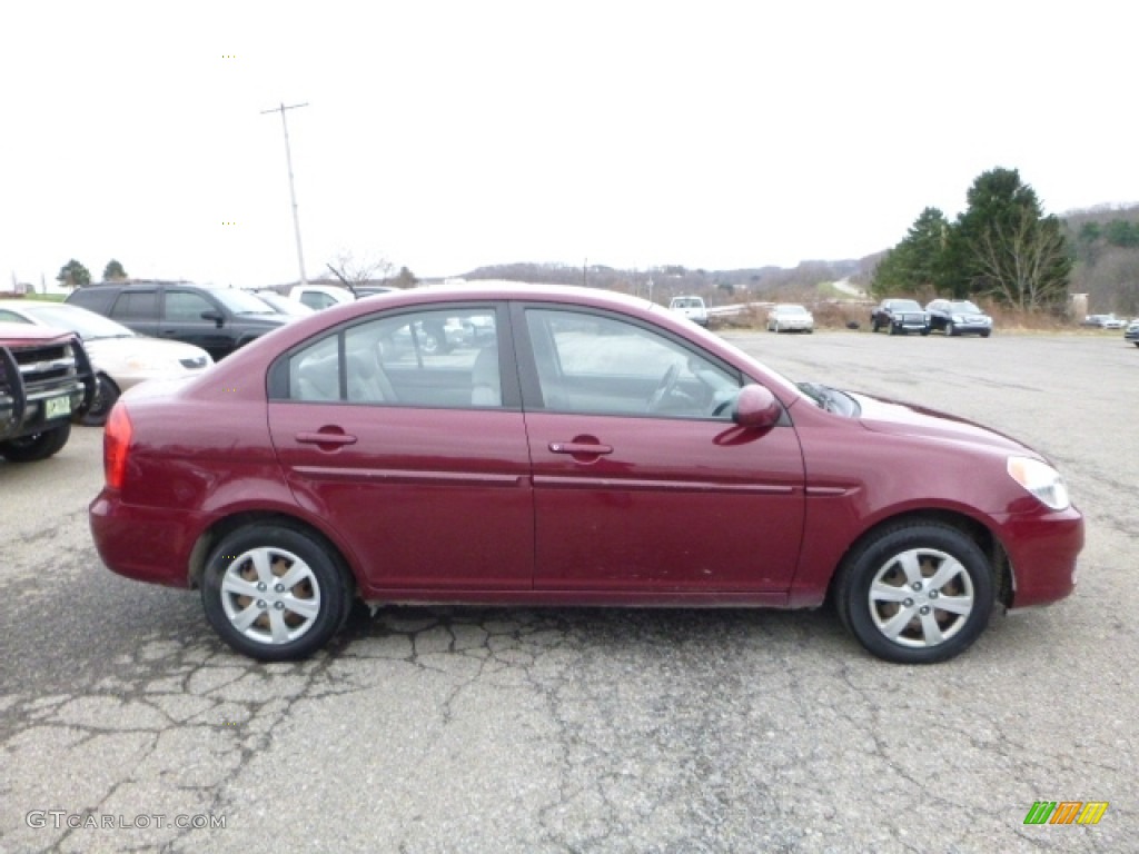 2008 Accent GLS Sedan - Wine Red / Gray photo #6