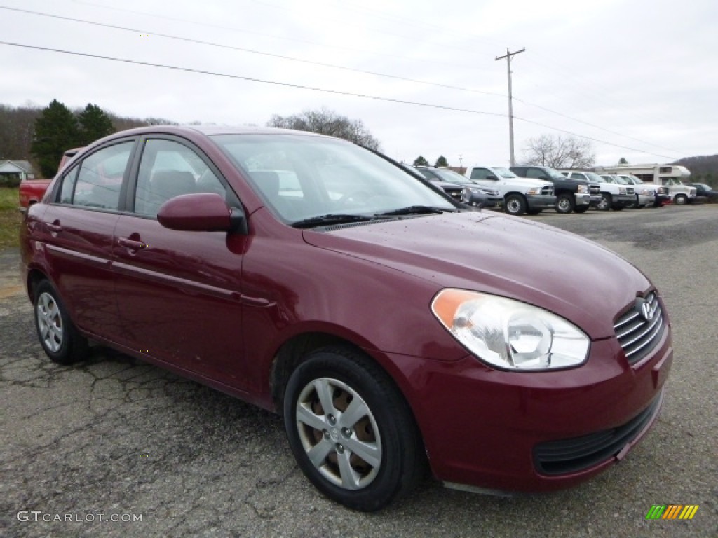 2008 Accent GLS Sedan - Wine Red / Gray photo #7