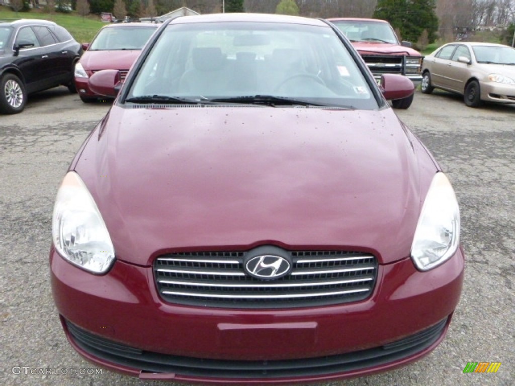 2008 Accent GLS Sedan - Wine Red / Gray photo #8