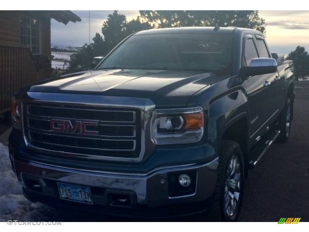 2014 Sierra 1500 SLT Double Cab 4x4 - Stealth Gray Metallic / Jet Black photo #1