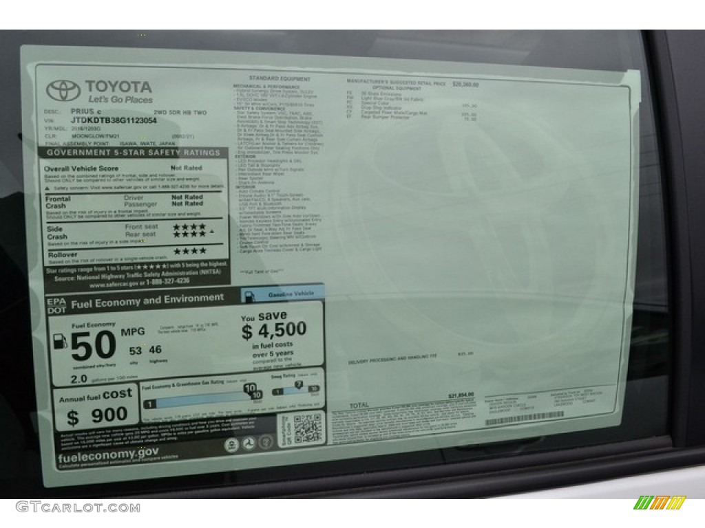 2016 Prius c Two - Moonglow / Black photo #10