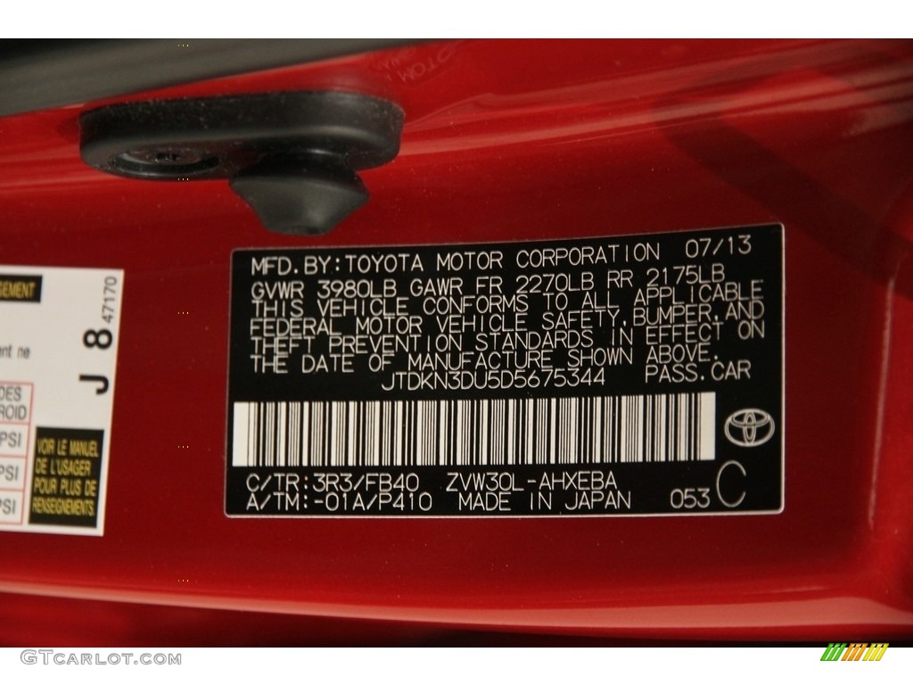 2013 Prius Color Code 3R3 for Barcelona Red Metallic Photo #111899869