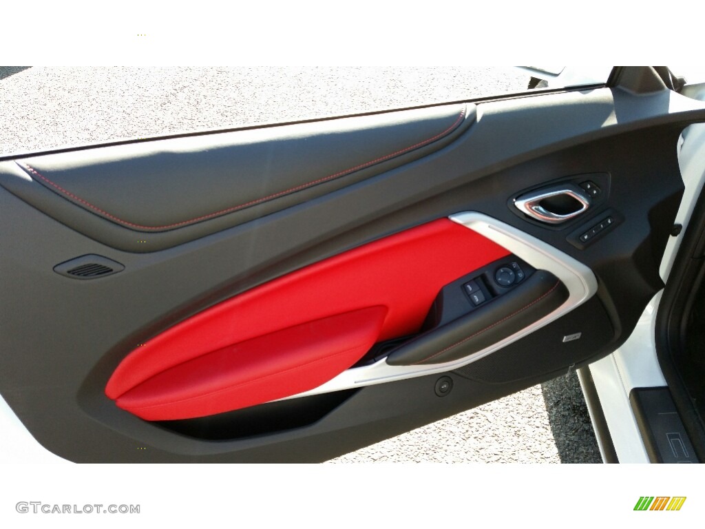 2016 Chevrolet Camaro LT Coupe Adrenaline Red Door Panel Photo #111915775
