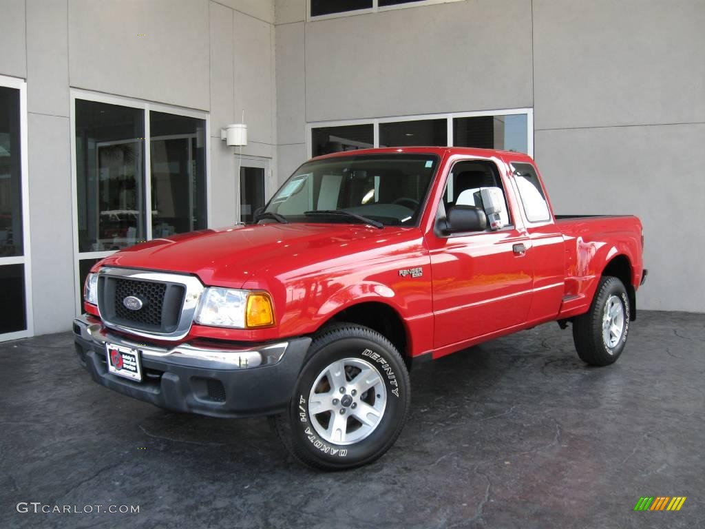 2004 Ranger XLT SuperCab Flare Side 4x4 - Bright Red / Black/Gray photo #1