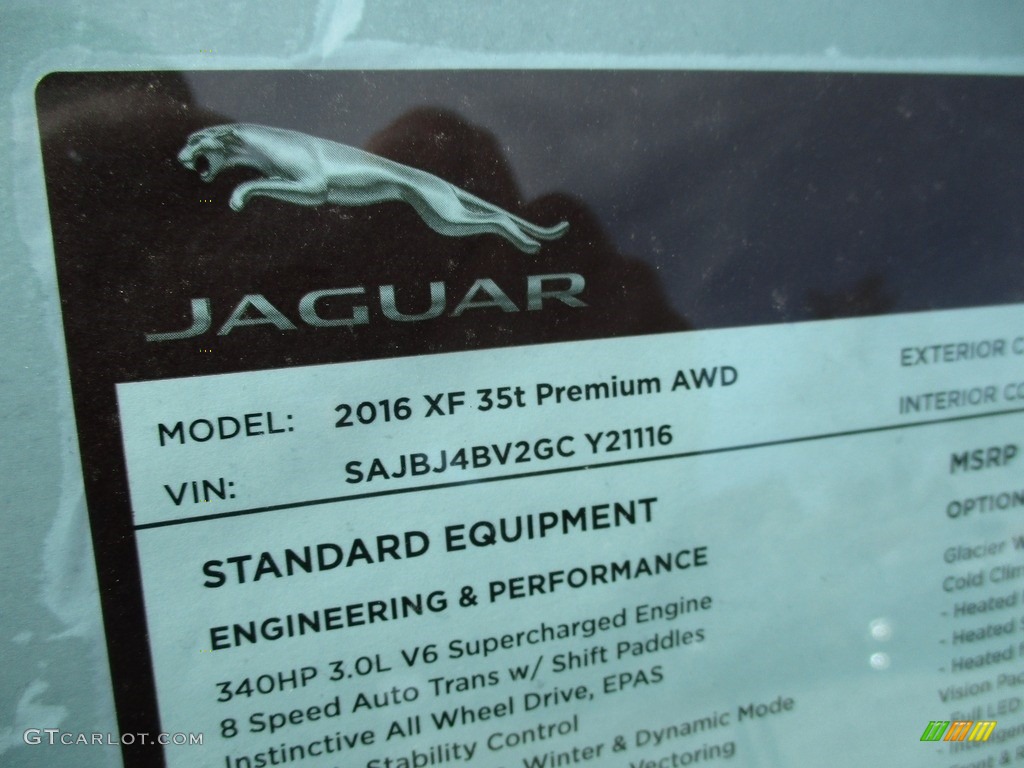 2016 XF 35t AWD - Glacier White / Jet photo #19