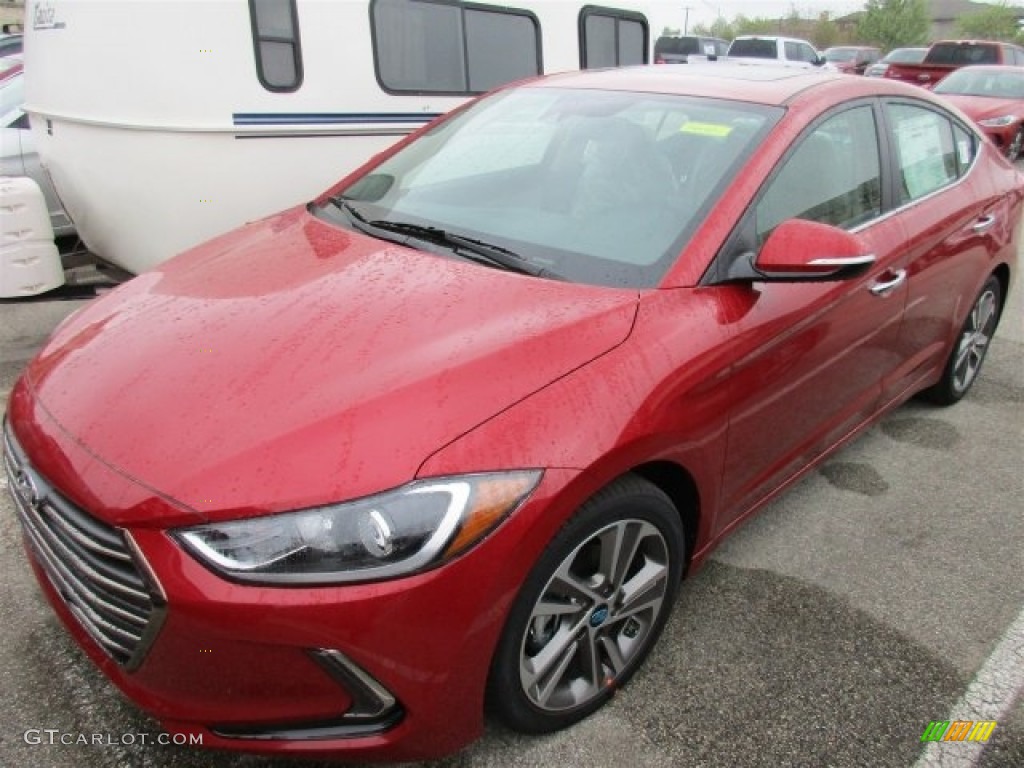 2017 Elantra Limited - Red / Beige photo #2