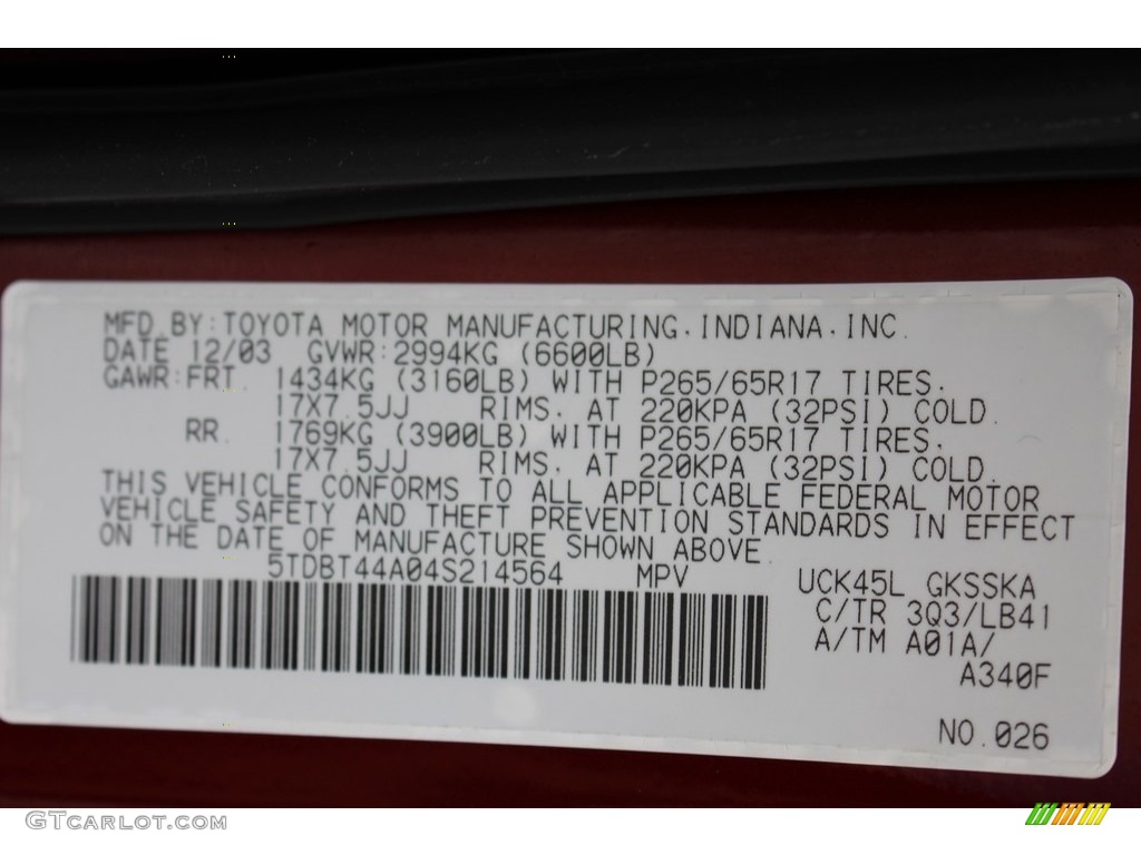 2004 Toyota Sequoia SR5 4x4 Parts Photos
