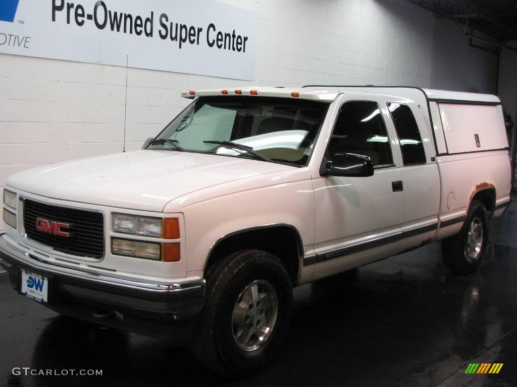 1995 Sierra 1500 SL Extended Cab 4x4 - White / Beige photo #2