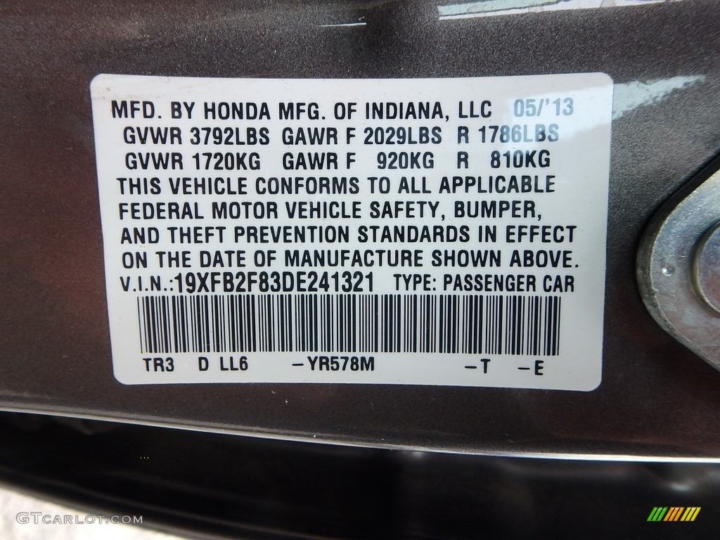 2013 Civic EX Sedan - Urban Titanium Metallic / Beige photo #23