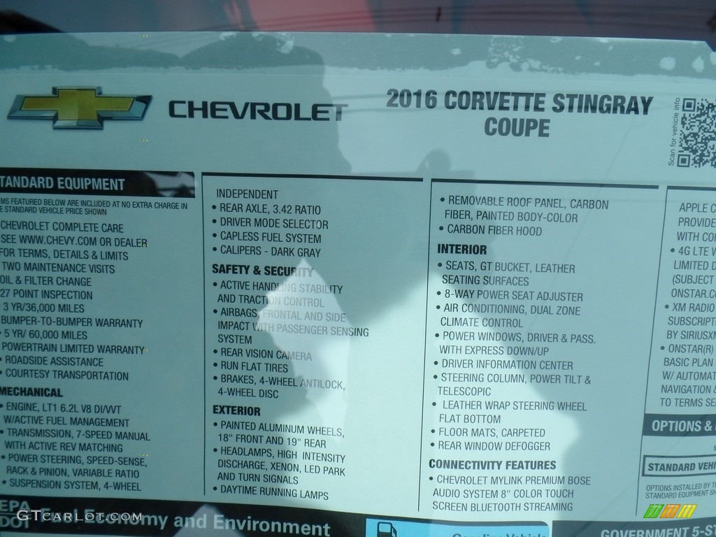2016 Chevrolet Corvette Stingray Coupe Window Sticker Photo #111964315