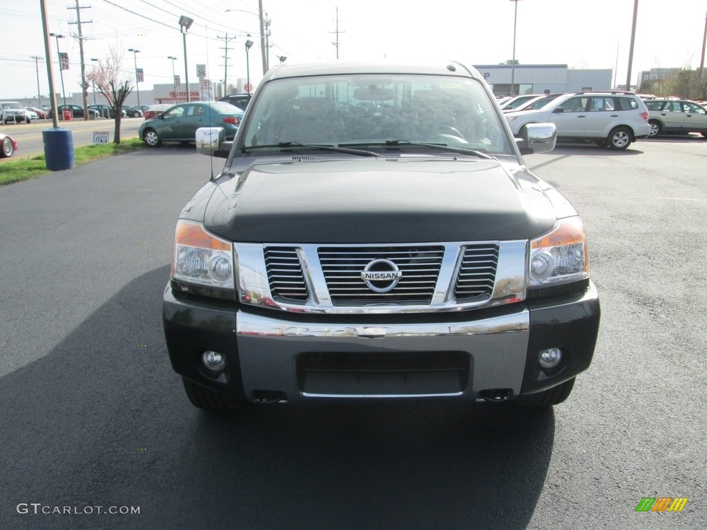 2009 Titan LE Crew Cab 4x4 - Timberline Green / Almond photo #3