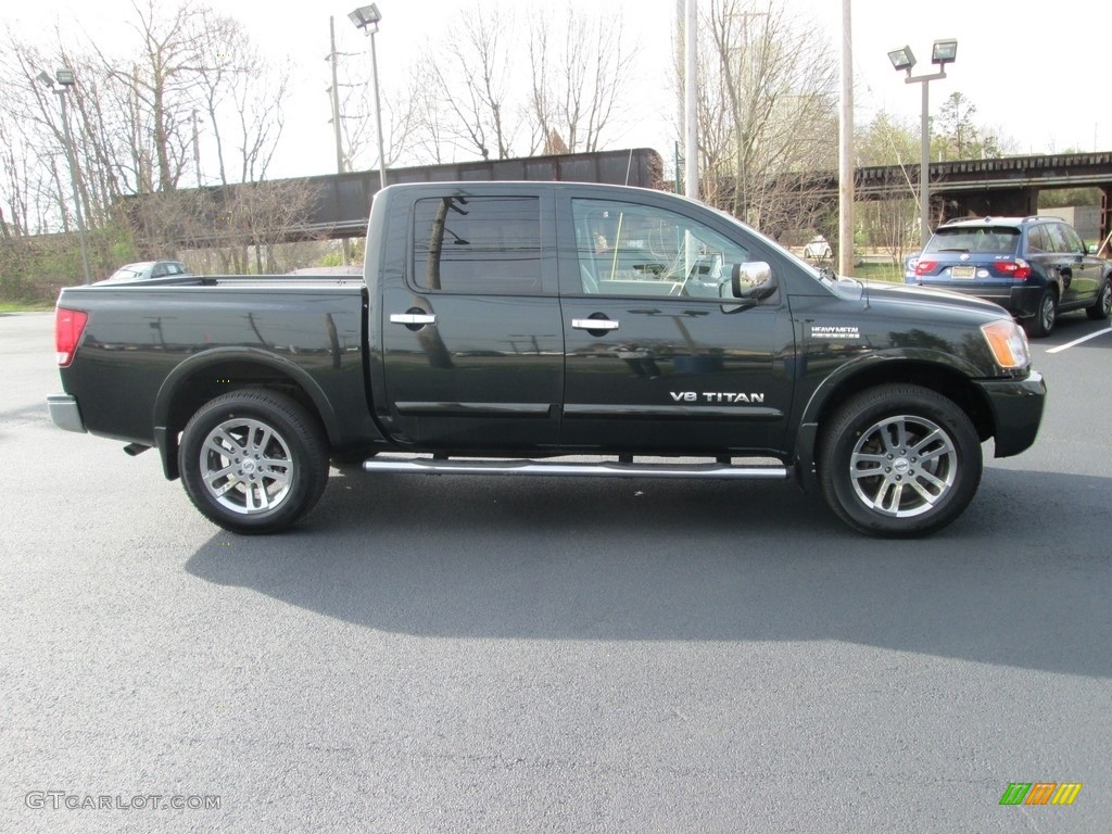 2009 Titan LE Crew Cab 4x4 - Timberline Green / Almond photo #5