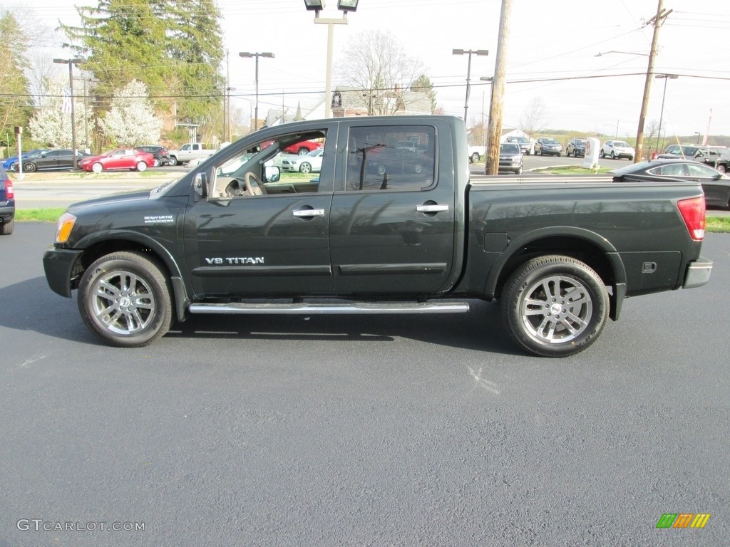 2009 Titan LE Crew Cab 4x4 - Timberline Green / Almond photo #9