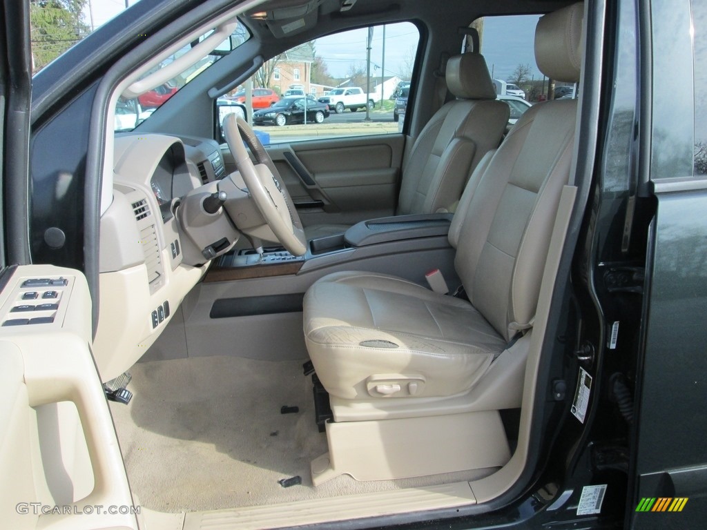 2009 Titan LE Crew Cab 4x4 - Timberline Green / Almond photo #12