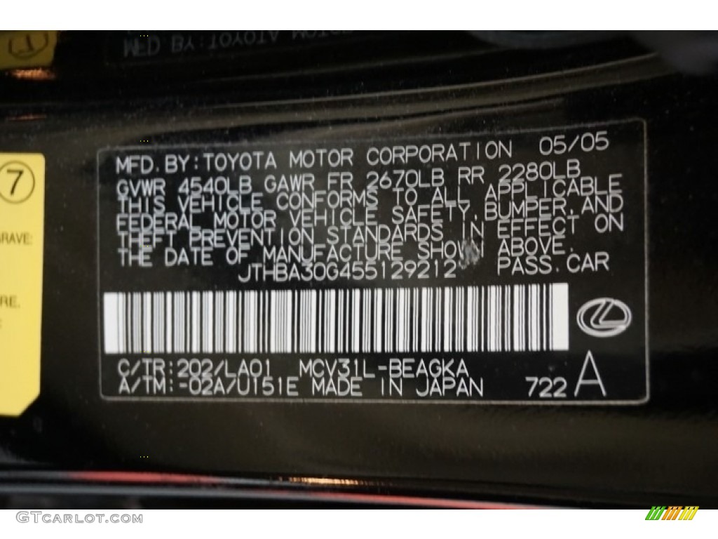 2005 ES 330 - Black Onyx / Black photo #15