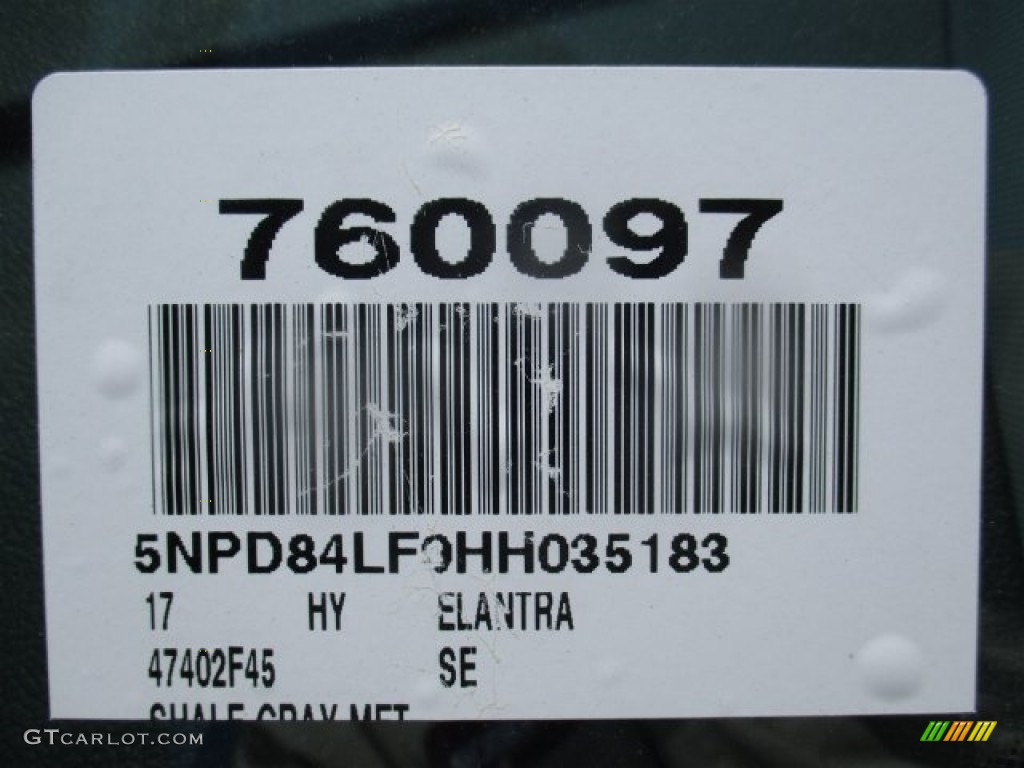 2017 Elantra SE - Gray / Gray photo #21