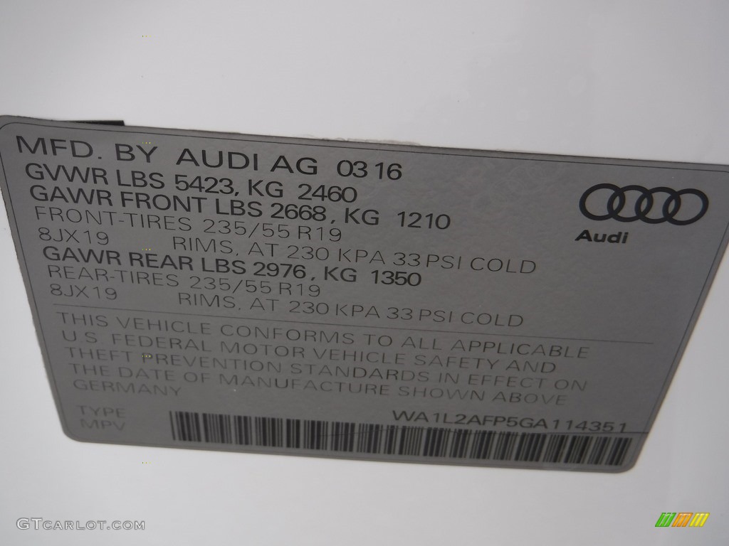 2016 Q5 2.0 TFSI Premium quattro - Ibis White / Pistachio Beige photo #40