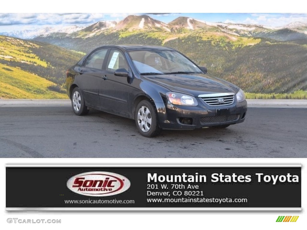 2009 Spectra EX Sedan - Ebony Black / Gray photo #1