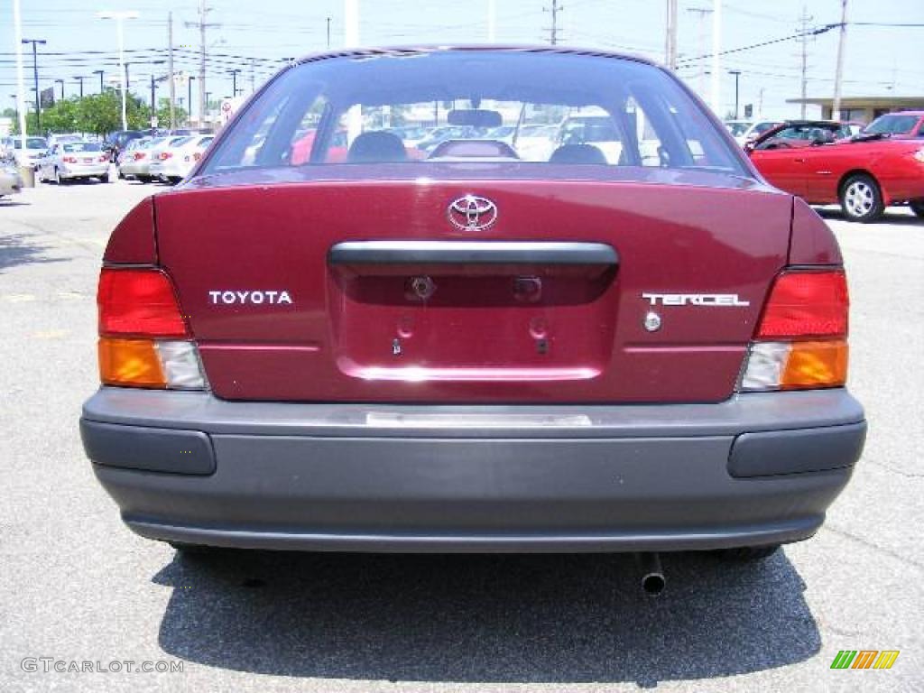1996 Tercel DX Sedan - Ruby Pearl / Gray photo #4