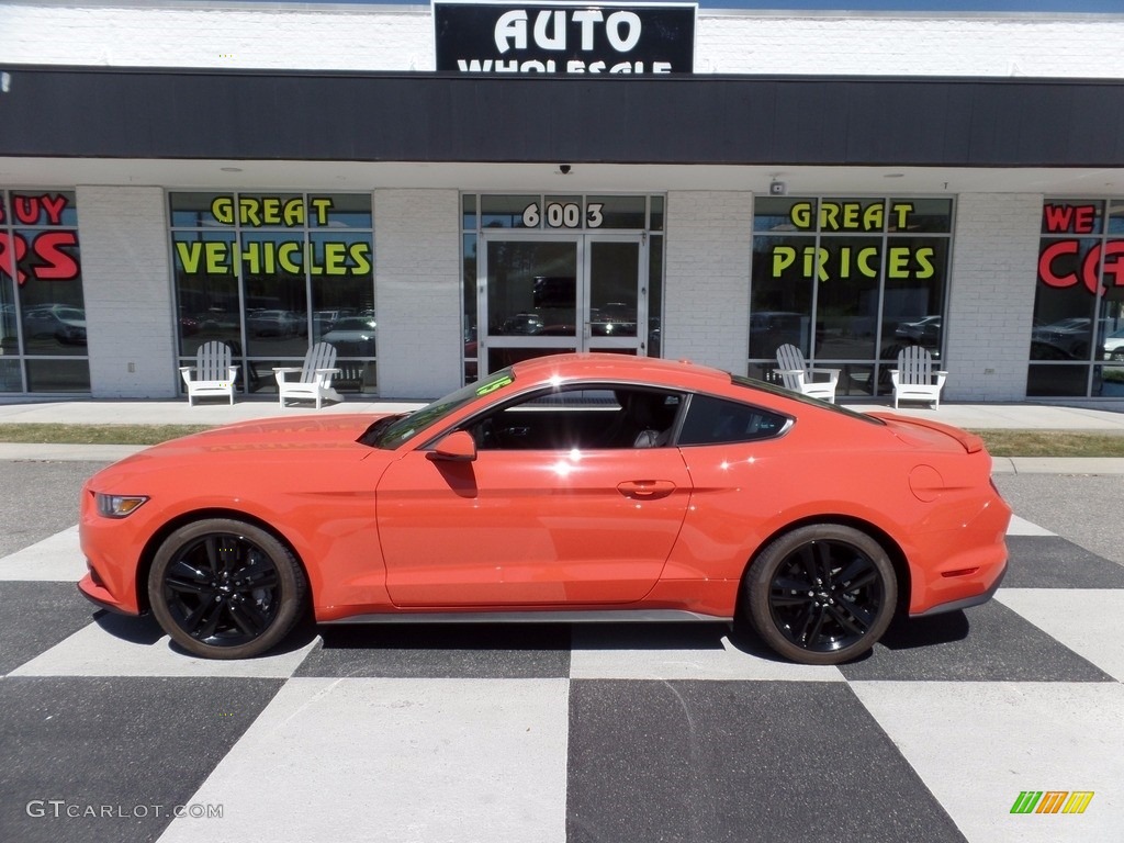 2015 Mustang EcoBoost Premium Coupe - Competition Orange / 50 Years Raven Black photo #1