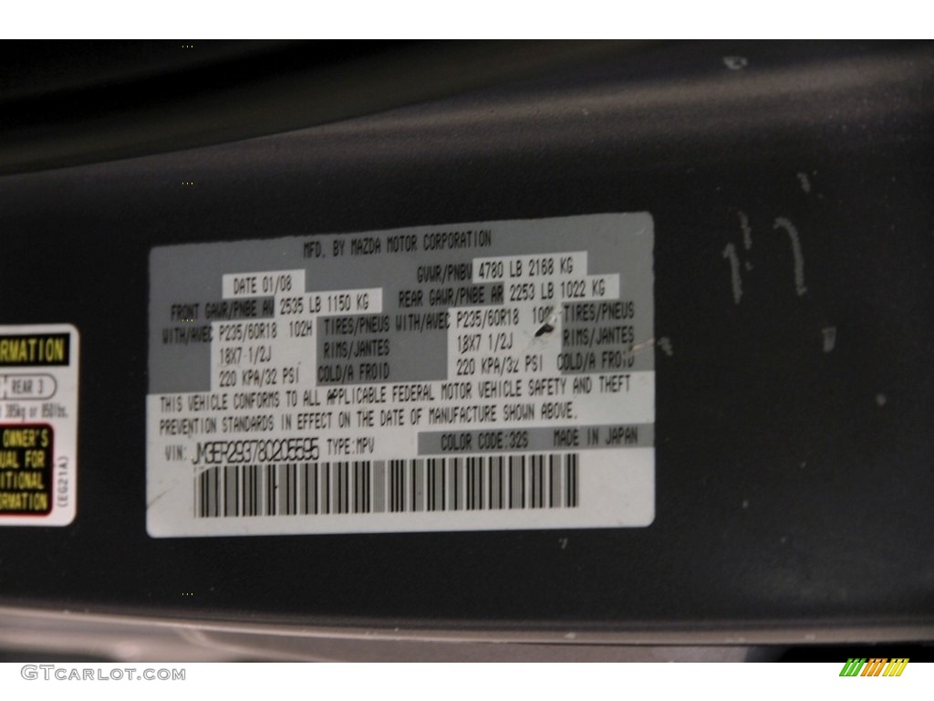 2008 CX-7 Touring - Galaxy Gray Mica / Black photo #15