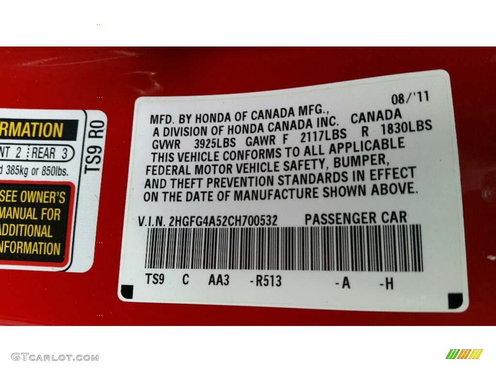 2012 Civic Si Coupe - Rallye Red / Black photo #15