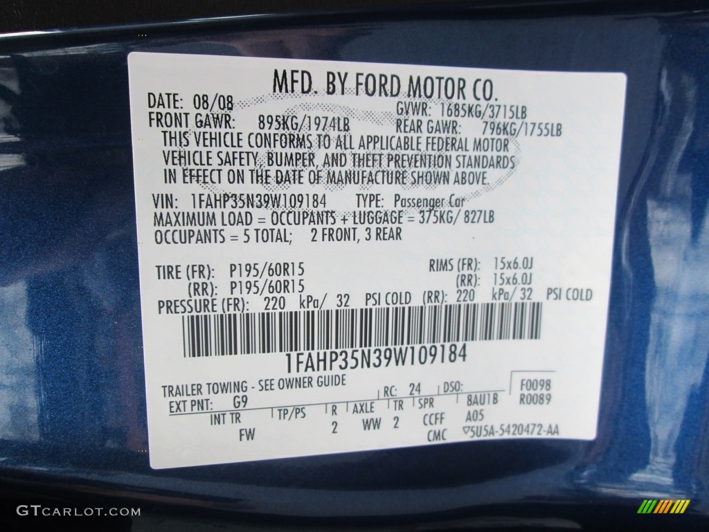 2009 Focus SE Sedan - Vista Blue Metallic / Charcoal Black photo #27