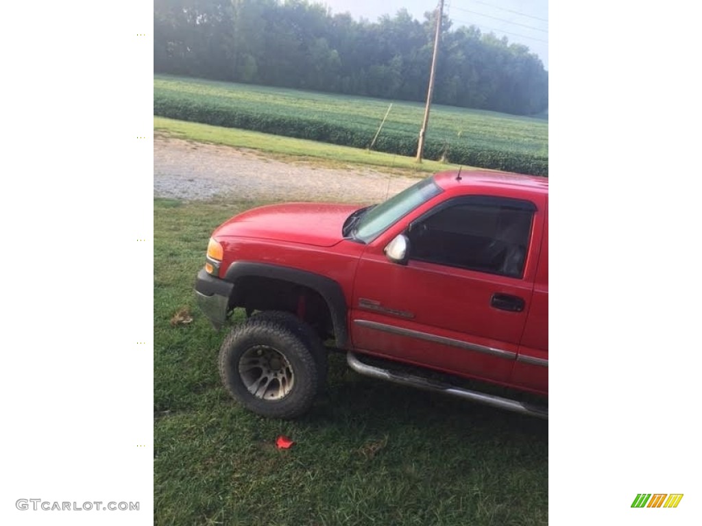 2002 Sierra 2500HD SLT Crew Cab 4x4 - Fire Red / Pewter photo #4