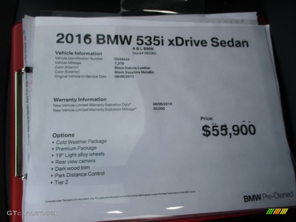 2016 5 Series 535i xDrive Sedan - Imperial Blue Metallic / Black photo #12