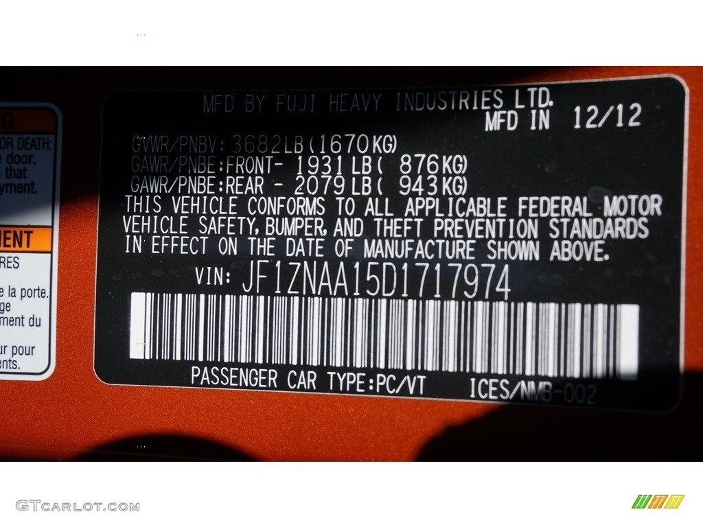 2013 FR-S Sport Coupe - Hot Lava Orange / Black/Red Accents photo #26