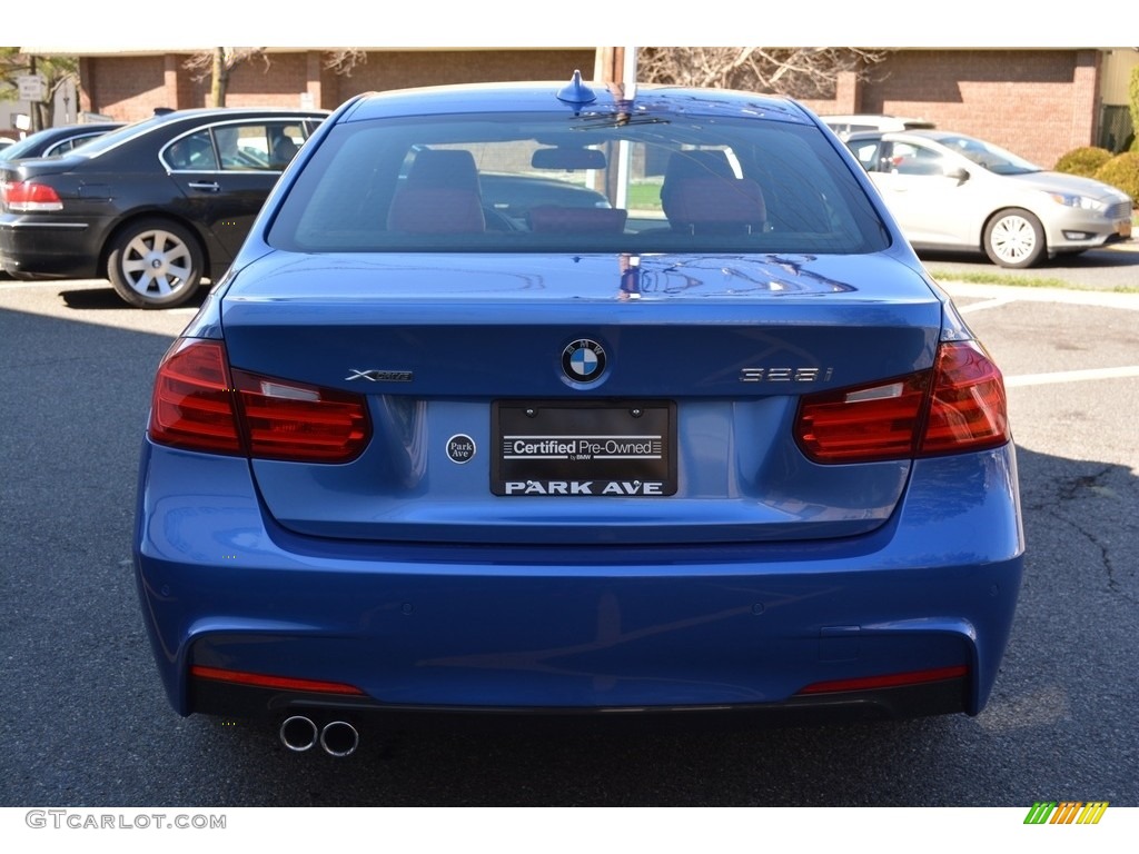 2013 3 Series 328i xDrive Sedan - Estoril Blue / Coral Red/Black photo #4