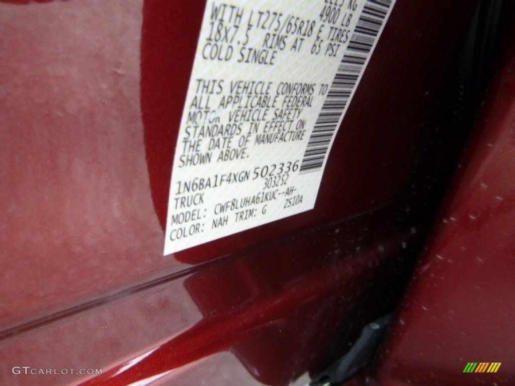 2016 TITAN XD Color Code NAH for Cayenne Red Photo #112142518