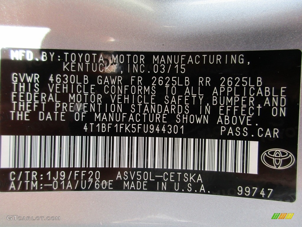 2015 Camry SE - Celestial Silver Metallic / Black photo #25