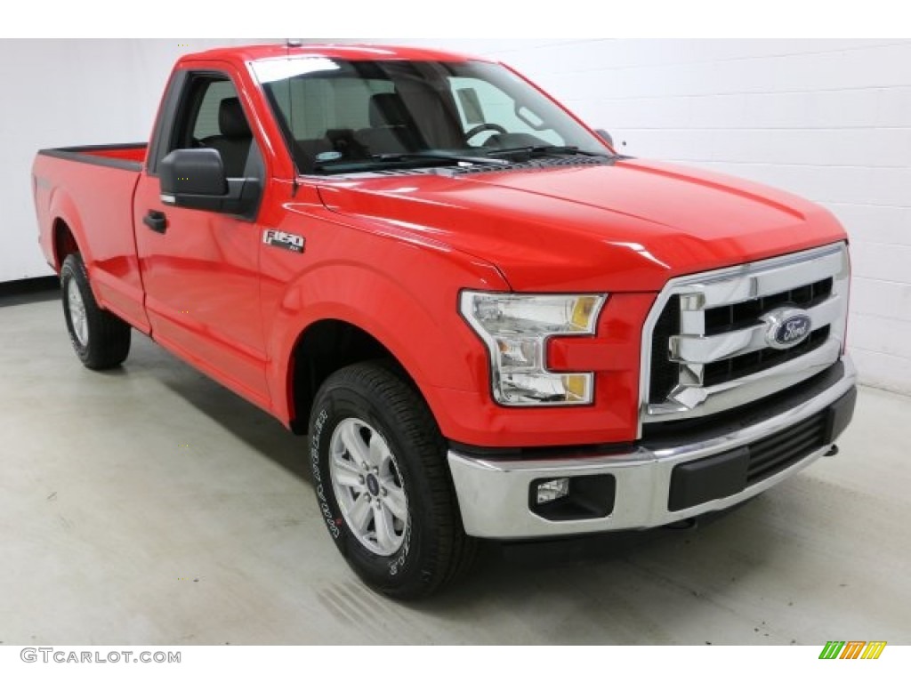 2016 F150 XL Regular Cab 4x4 - Race Red / Medium Earth Gray photo #3