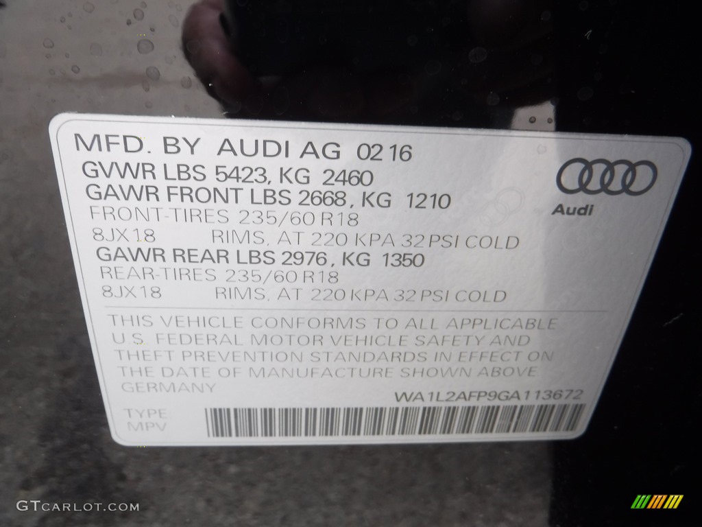 2016 Q5 2.0 TFSI Premium quattro - Brilliant Black / Black photo #40
