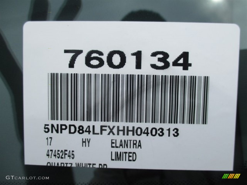 2017 Elantra Limited - White / Black photo #22