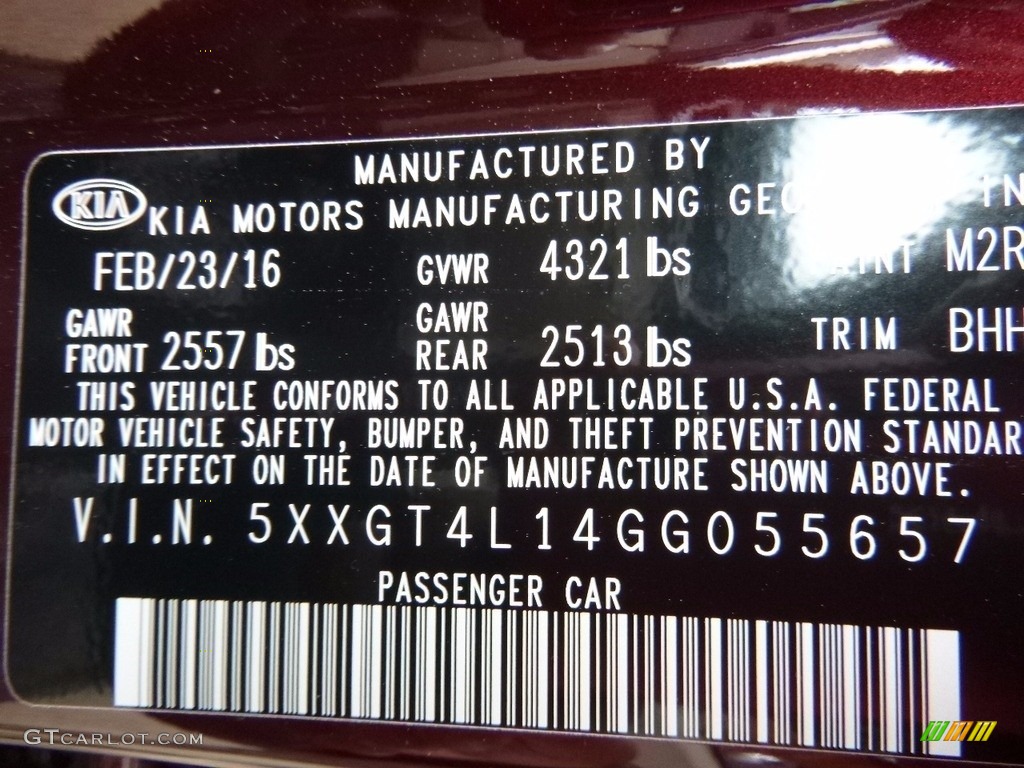 2016 Optima Color Code M2R for Sangria Photo #112202163