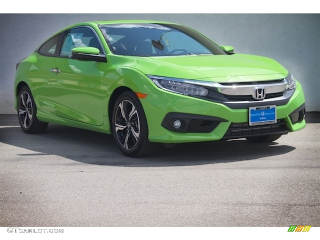 2016 Civic Touring Coupe - Energy Green Pearl / Black/Gray photo #1