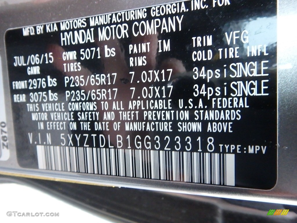 2016 Santa Fe Sport Color Code IM for Mineral Gray Photo #112225232