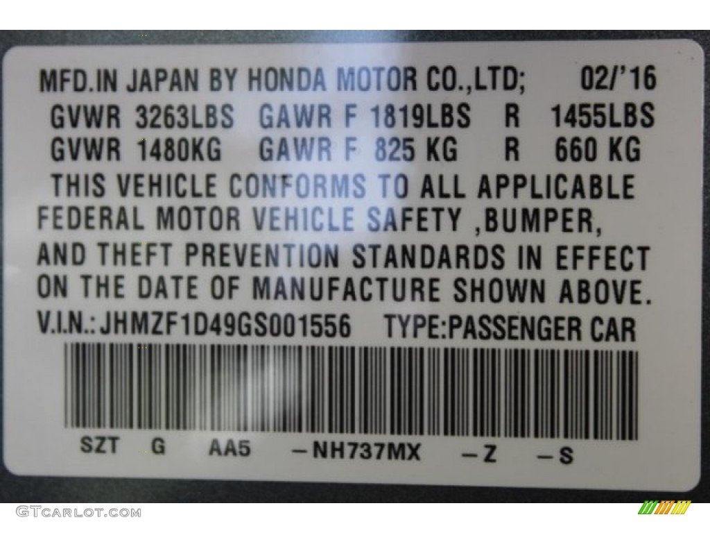 2016 CR-Z Color Code NH737MX for Polished Metal Metallic Photo #112231823