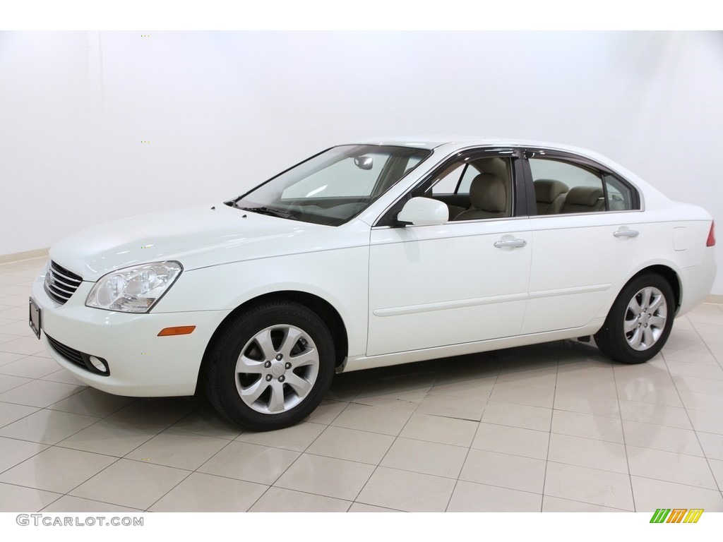 2008 Optima LX V6 - Clear White / Beige photo #3
