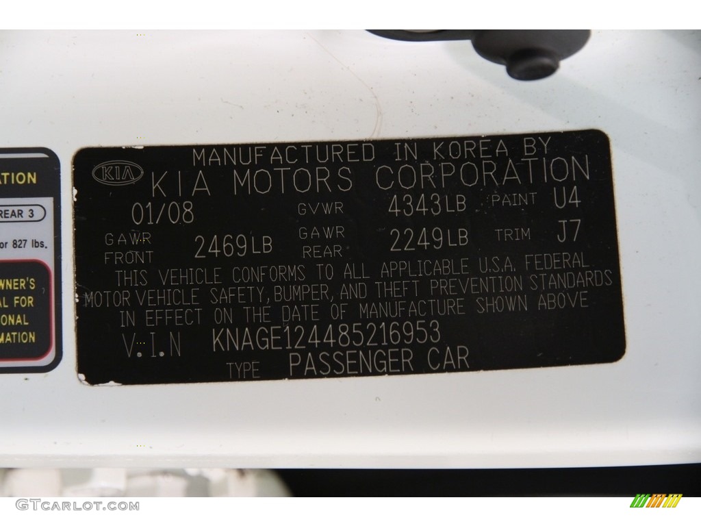 2008 Optima LX V6 - Clear White / Beige photo #18