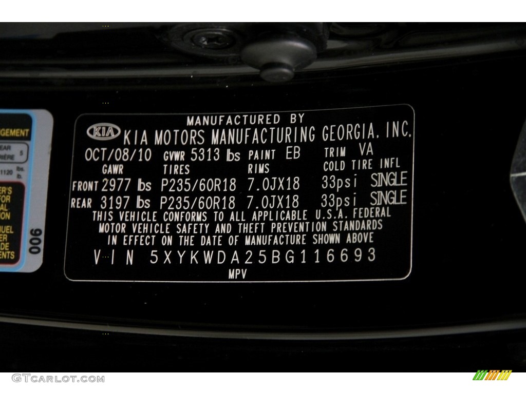 2011 Sorento SX V6 AWD - Ebony Black / Black photo #19