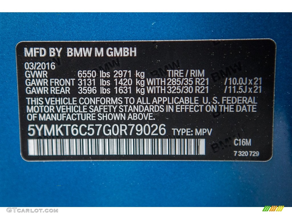2016 X5 M Color Code C16M for Long Beach Blue Metallic Photo #112307991
