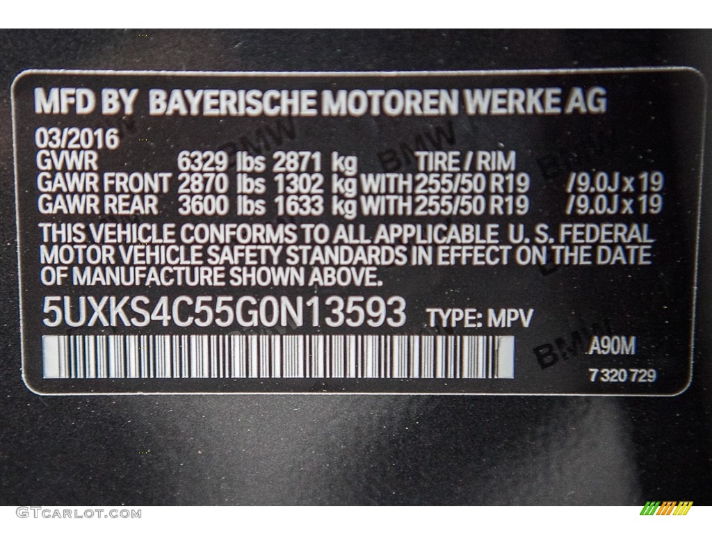 2016 X5 Color Code A90 for Dark Graphite Metallic Photo #112309056