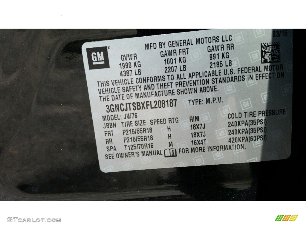 2015 Trax LTZ AWD - Black Granite Metallic / Jet Black photo #19