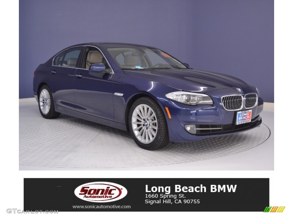 2013 5 Series 535i Sedan - Deep Sea Blue Metallic / Oyster/Black photo #1